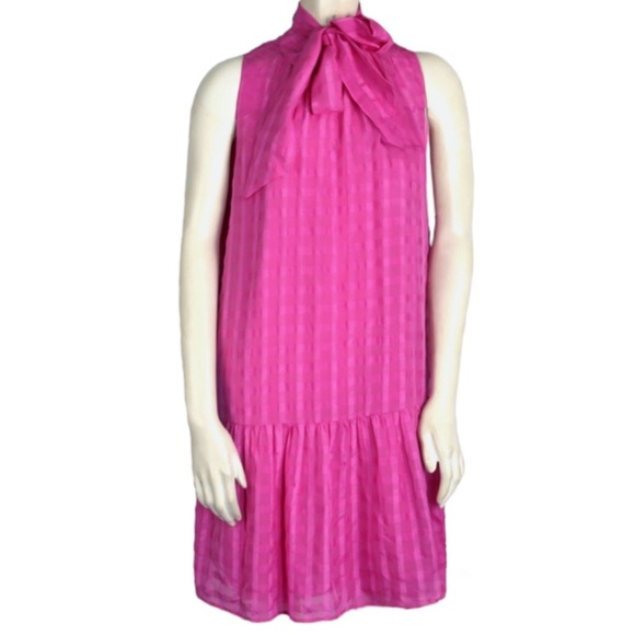 Marie Oliver 100% Silk Ali Flounce Tie Neck Dress in Pink Size Medium - Picture 3 of 6
